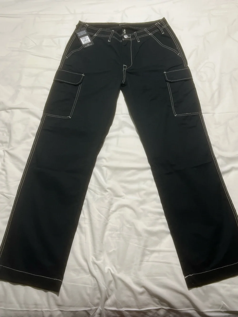 True Religion Cargo SN Pant HS Outline Jet Black Size 32 NWT